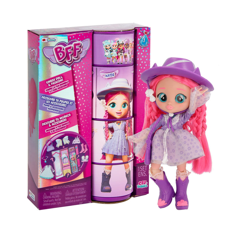 BFF By Cry Babies Kristal | Collectible Fashion Doll with Long Hair, fabric Clothes and 9 Accessories - Gift Toy for Girls and Boys +5 Years