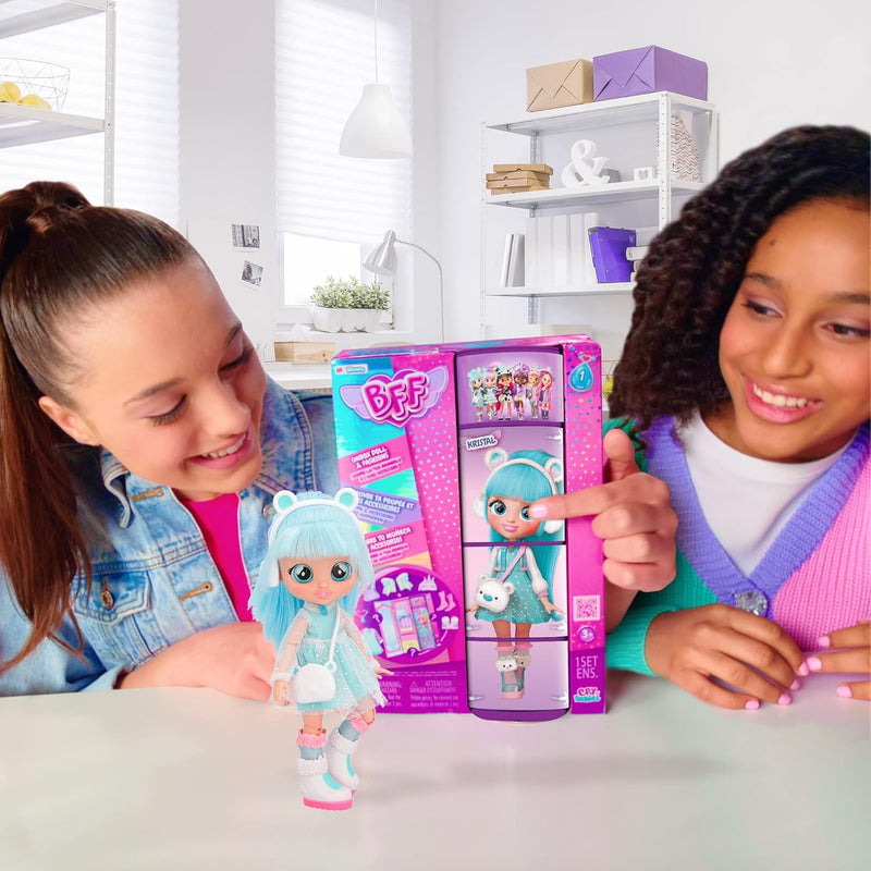 BFF By Cry Babies Kristal | Collectible Fashion Doll with Long Hair, fabric Clothes and 9 Accessories - Gift Toy for Girls and Boys +5 Years