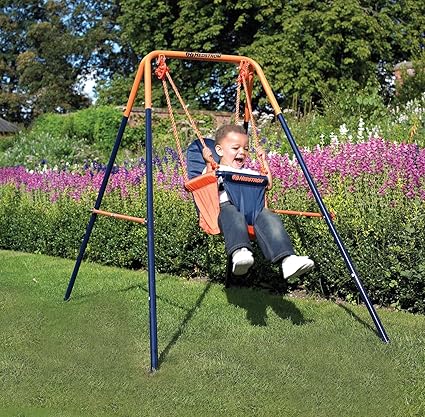 Hedstrom Folding Baby Swing Set | Age 6-36 Months | Outdoor Garden or Home Play Equipment Children | Adjustable Kids Playground | Toddler Toy Chair High Back