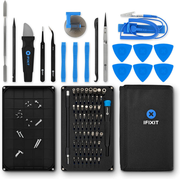 iFixit Pro Tech Toolkit, Repair Tool-Set with 64 Precision bits (4 mm), Magnetic Screwdriver & Opening Tools to Open and Repair Electronic Devices