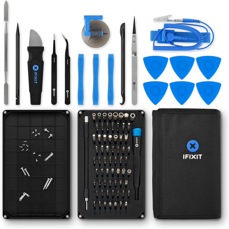 iFixit Pro Tech Toolkit, Repair Tool-Set with 64 Precision bits (4 mm), Magnetic Screwdriver & Opening Tools to Open and Repair Electronic Devices