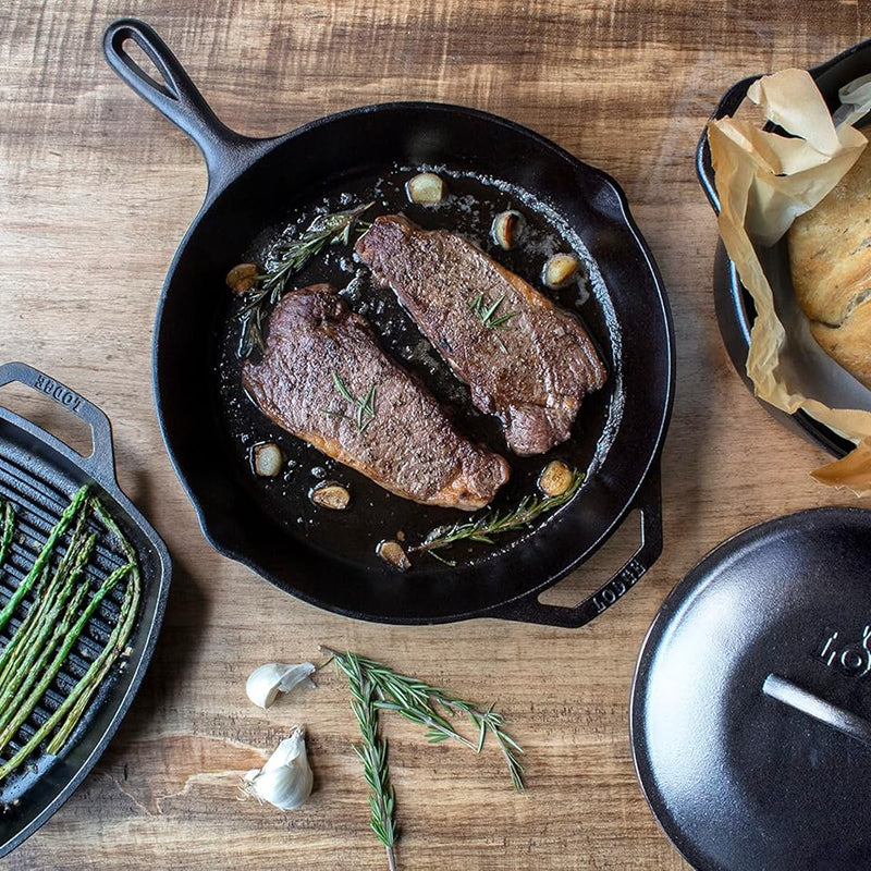 Lodge Pre-Seasoned Cast Iron Skillet Frying Pan. Made in The USA. 26 cm/10.25 inch, Multi-Coloured, 10.25-Inch