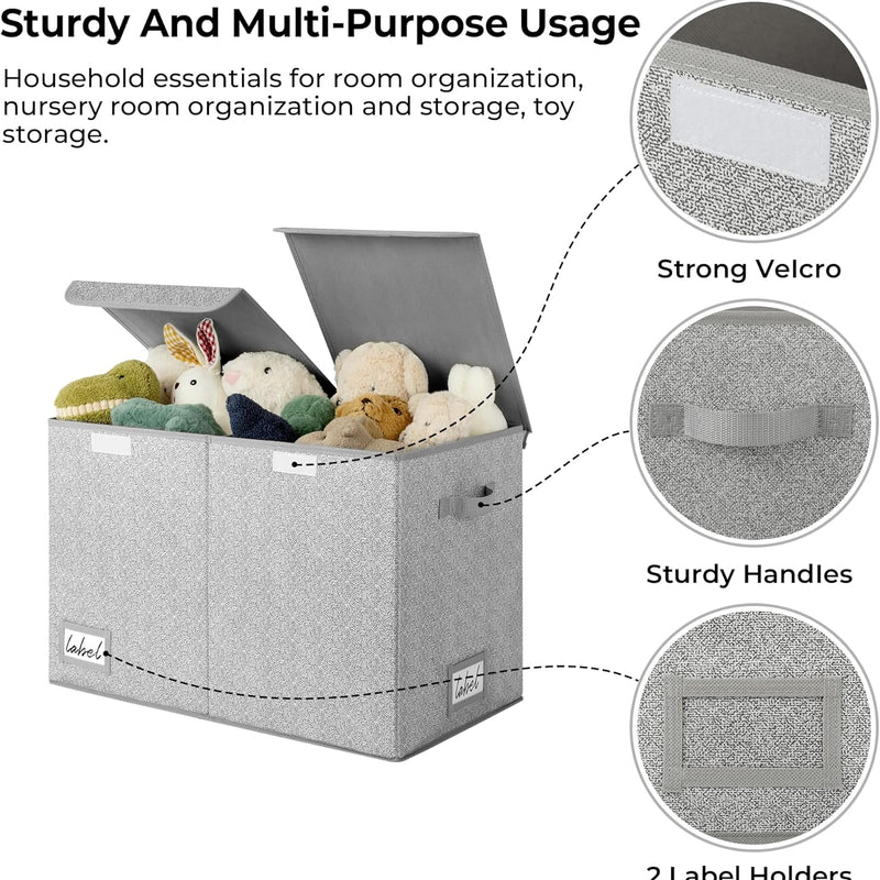 GRANNY SAYS Toy Storage Box, Pack of 1 Large Storage Box, Grey Storage Box, Kids' Toy Chests & Boxes, Foldable Storage Box with Lid, Toy Box Storage for Girls Boys to Organise Bedroom Nursery Playroom