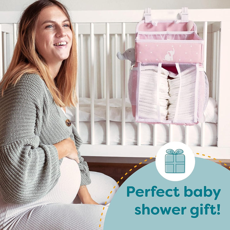 Cradle Star Hanging Nappy Caddy Organiser - Nursery Storage for Baby Accessories - Perfect Newborn Shower Gift - 43 x 23 x 23 cm