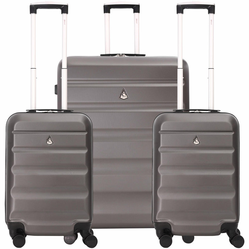 Aerolite Lightweight 55cm Hard Shell 34L Travel Carry On Hand Cabin Luggage Suitcase 4 Wheels, Approved for Ryanair Priority, British Airways, Emirates, Virgin Atlantic & More, 5 Year Warranty (Black)