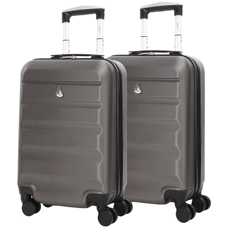 Aerolite Lightweight 55cm Hard Shell 34L Travel Carry On Hand Cabin Luggage Suitcase 4 Wheels, Approved for Ryanair Priority, British Airways, Emirates, Virgin Atlantic & More, 5 Year Warranty (Black)