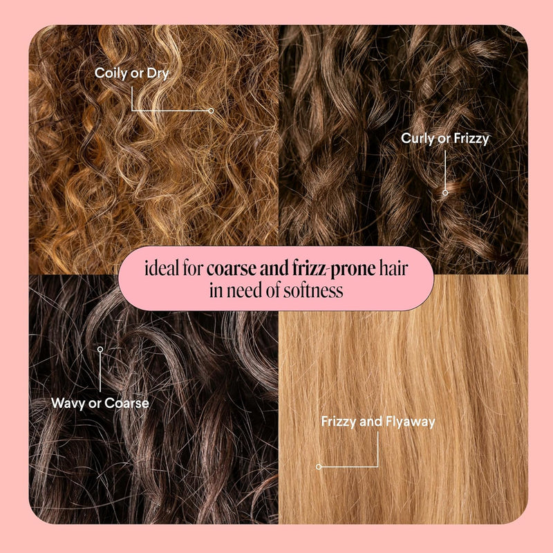 MONDAY HAIRCARE Smooth Shampoo + Conditioner Bathroom Set (2 Count) 12 oz Each For Frizzy, Coarse & Curly Hair Made with Coconut Oil, Shea Butter & Vitamin E 100% Recyclable Bottle Pink