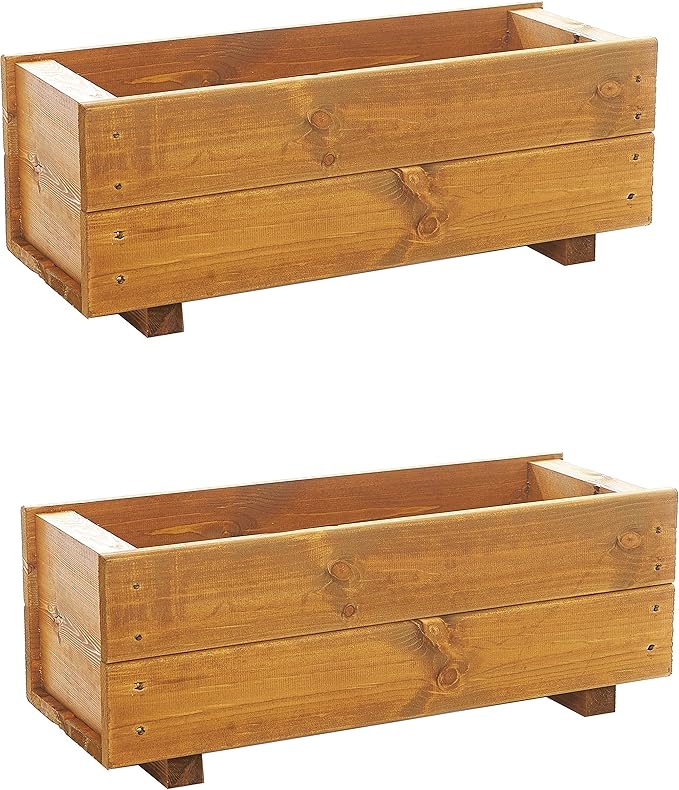 RUDDINGS WOOD Set of 2 x 60cm Wooden Trough Planter - Plant Container Box Fully Assembled