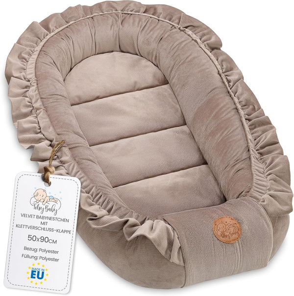 Baby Nest - Baby Nest for Newborns Minky Baby Nest for Crib Versatile Portable Nest Cuddle Nest Accessory for Crib Warm Winter Cocoon Velvet Beige