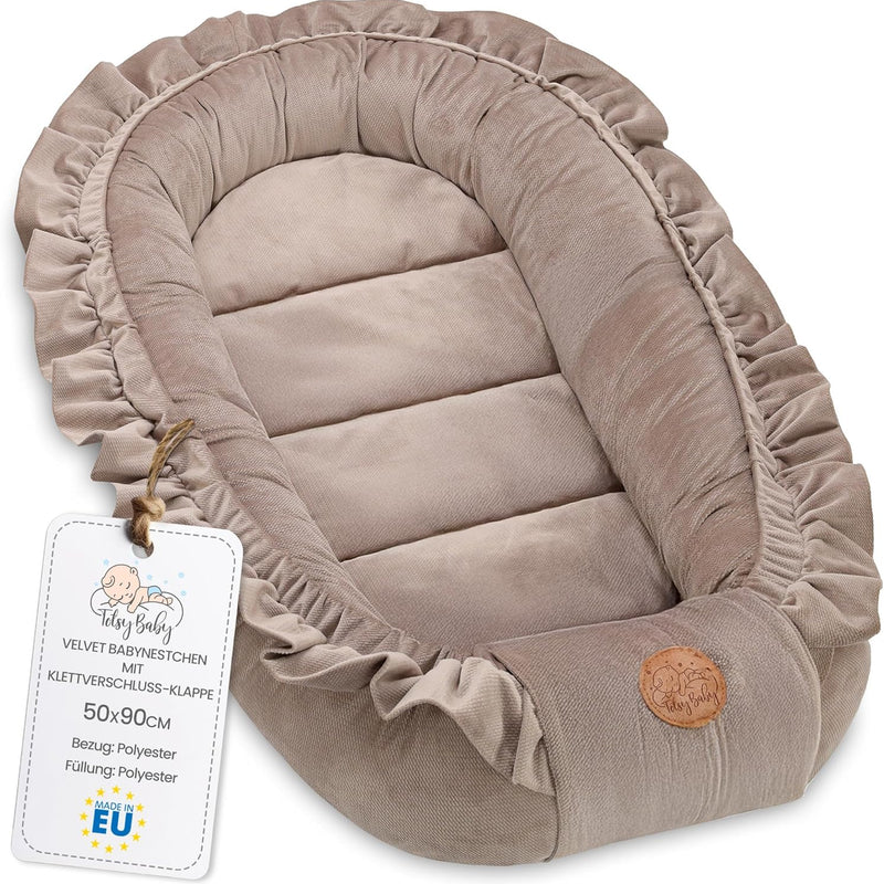 Baby Nest - Baby Nest for Newborns Minky Baby Nest for Crib Versatile Portable Nest Cuddle Nest Accessory for Crib Warm Winter Cocoon Velvet Beige