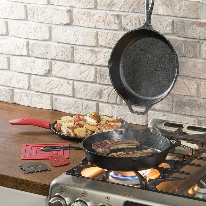 Lodge Pre-Seasoned Cast Iron Skillet Frying Pan. Made in The USA. 26 cm/10.25 inch, Multi-Coloured, 10.25-Inch