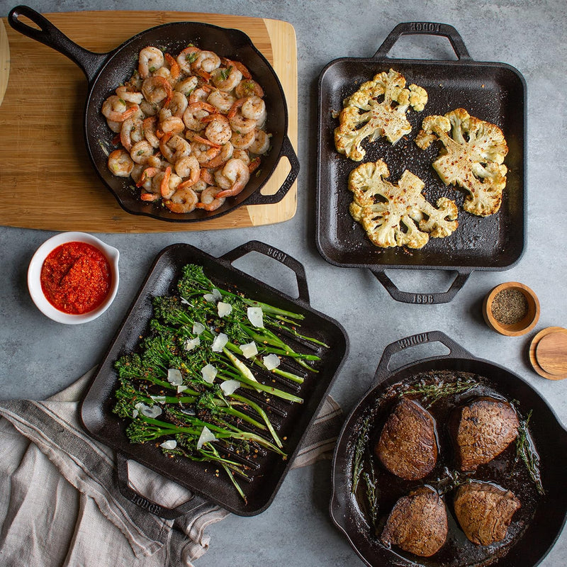 Lodge Pre-Seasoned Cast Iron Skillet Frying Pan. Made in The USA. 26 cm/10.25 inch, Multi-Coloured, 10.25-Inch