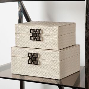 Canora Grey Elegant Faux Leather Jewellery Boxes, Decorative Storage Case Grey 12.5cm H X 26cm W X 21cm D