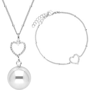 Bola Crystal Heart bola pregnancy necklace Silver