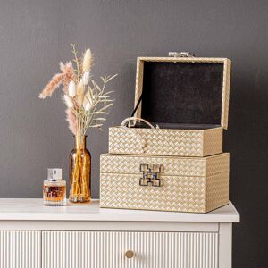 Canora Grey Elegant Faux Leather Jewellery Boxes, Decorative Storage Case Gold/Silver 12.5cm H X 26cm W X 21cm D